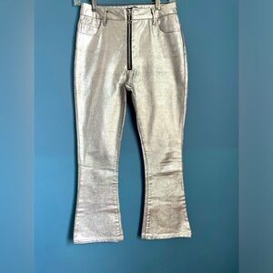 Current Mood Metallic Silver Festival Pants Jeans. Small